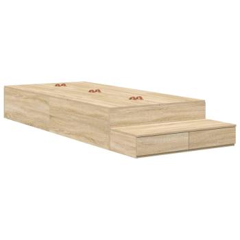 Stauraumbettgestell Sonoma Eiche Massivholz, Holzwerkstoff