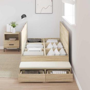 Stauraumbettgestell Sonoma Eiche Massivholz, Holzwerkstoff
