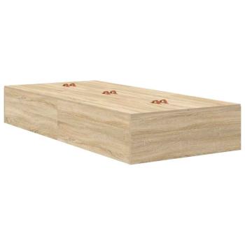 Stauraumbettgestell Sonoma Eiche Massivholz, Holzwerkstoff