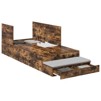 Bettgestell mit Stauraum Rauches Eiche Holzwerkstoff