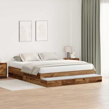 Stauraum Bettgestell Altes Holz 200x200 cm