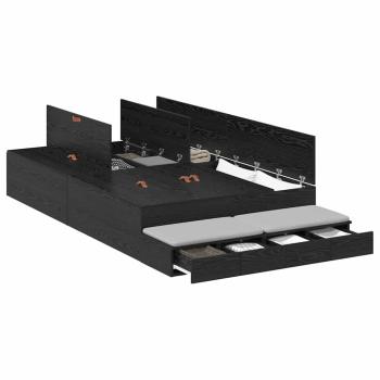 Stauraum Bettgestell Schwarz Eiche 120x200 cm
