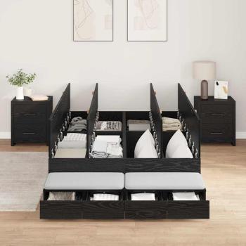 Stauraum Bettgestell Schwarz Eiche 120x200 cm