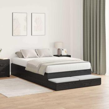 Stauraum Bettgestell Schwarz Eiche 120x200 cm