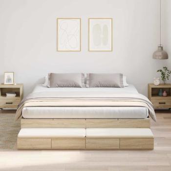 ARDEBO.de - Stauraum Bettgestell Braun Holzwerkstoff 180 x 200 x 31,5 cm