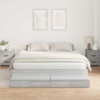 ARDEBO.de - Stauraumbettgestell Grau Sonoma Holzwerkstoff 180 x 200 cm