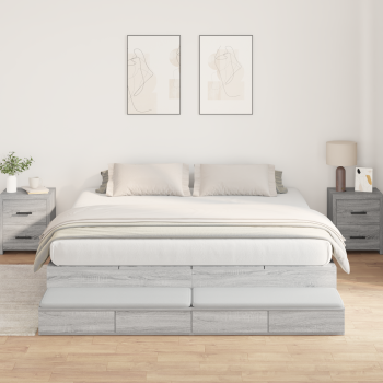 Stauraumbettgestell Grau Sonoma Holzwerkstoff 180 x 200 cm