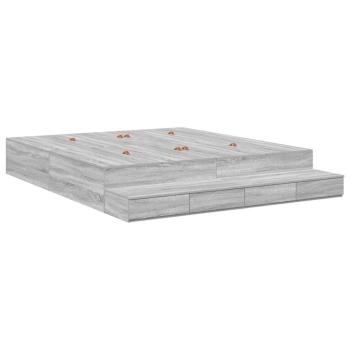 Stauraumbettgestell Grau Sonoma Holzwerkstoff 180 x 200 cm