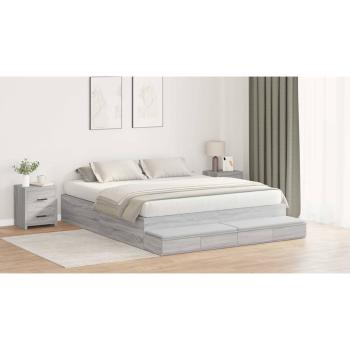 Stauraumbettgestell Grau Sonoma Holzwerkstoff 180 x 200 cm
