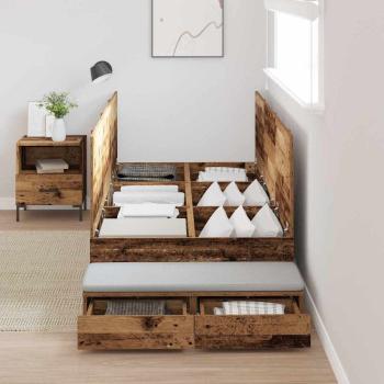 Stauraumbettgestell Altholz Massivholz Altholz 190 x 90 cm