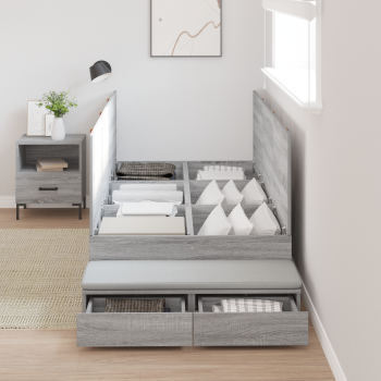 Stauraumbettgestell Grau Sonoma Holzwerkstoff 75 x 190 cm