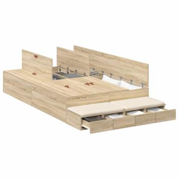 Stauraum-Bettgestell Sonoma Eiche Holzwerkstoff 120 x 190 cm