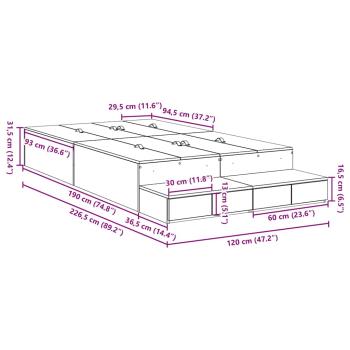 Stauraumbett Beton grau Holzwerkstoff 120 x 190 cm Stauraumbett