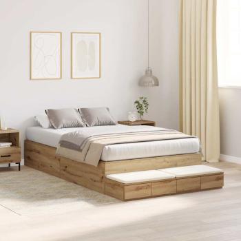 Stauraumbett Massivholz Eiche Widerstandsfähiges Holz 120 x 190 cm