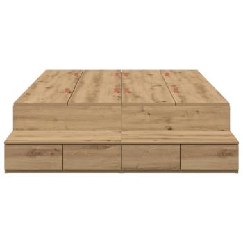 Stauraumbett Massivholz Eiche Widerstandsfähiges Holz 120 x 190 cm