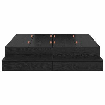 Stauraum Bettgestell Schwarzes Eichenholz Holzwerkstoff