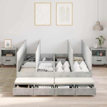 Stauraumbett Betongrau Holzwerkstoff 140 x 190 cm