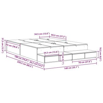 Stauraumbett Betongrau Holzwerkstoff 140 x 190 cm