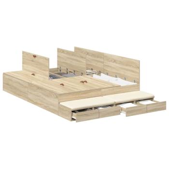 Stauraum Bettgestell Braun Holzwerkstoff 135,5 x 190 x 31,5 cm