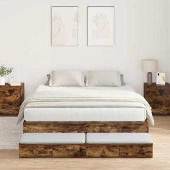 ARDEBO.de - Stauraumbettgestell Braun Holzwerkstoff 135,5 x 190 x 31,5 cm