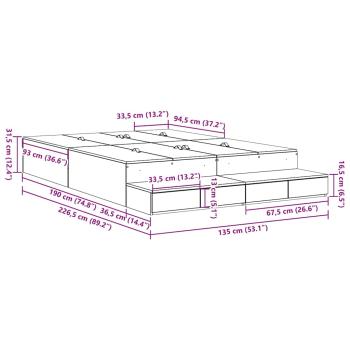 Stauraumbettgestell Braun Holzwerkstoff 135,5 x 190 x 31,5 cm