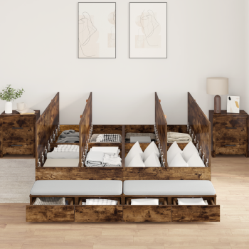 Stauraumbettgestell Braun Holzwerkstoff 135,5 x 190 x 31,5 cm