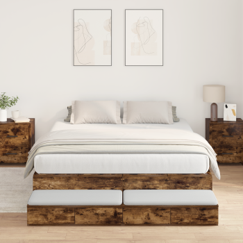 Stauraumbettgestell Braun Holzwerkstoff 135,5 x 190 x 31,5 cm