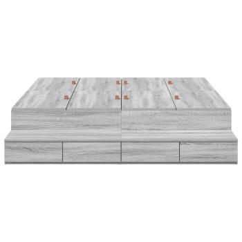 Stauraum Bettgestell Grau Holzwerkstoff 135,5 x 190 x 31,5 cm