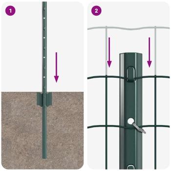 Euro Zaun mit 5 U-Posts Grün 0.6x10 m Stahl