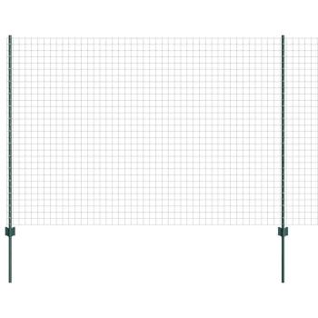 Euro-Zaun mit 5 U-Pfosten Grün 1,6x10 m Stahl