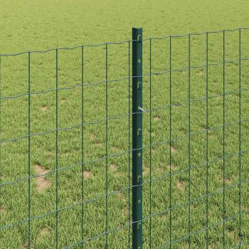 Eurozaun mit 5 U-Pfosten Grün 1x10 m Stahl