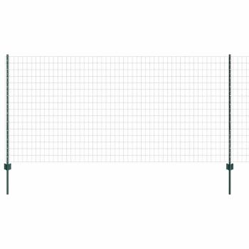 Euro-Zaun mit 5 U-Pfosten Grün 1,2 x 10 m Stahl