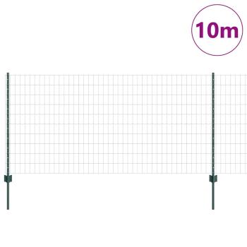Euro Zaun mit 5 U-Stützen Grün 1x10 m Stahl
