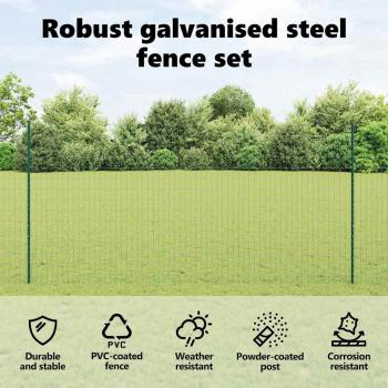 Euro-Zaun mit Pfosten 10 x 1,6 m PVC-beschichteter Stahl Grün