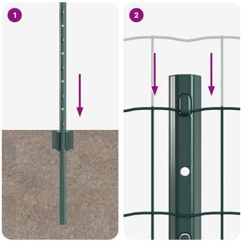 Euro Zaun mit 5 U-Posts Grün 0.4x10 m Stahl