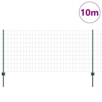Eurozaun mit 5 U-Pfosten Grün 1x10 m Stahl