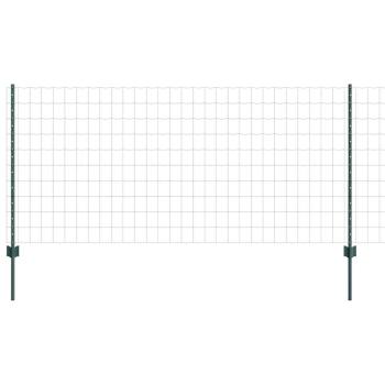 Eurozaun mit 5 U-Pfosten Grün 1x10 m Stahl