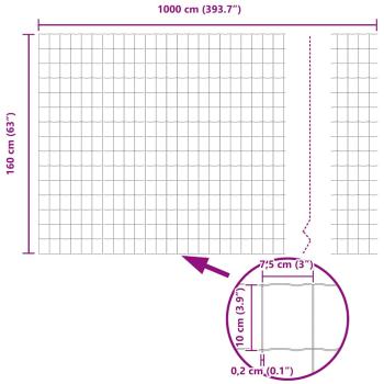 Euro Zaun mit 5 U-Pfosten Grün 1,6x10 m Stahl
