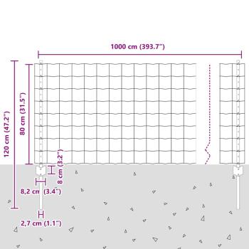 Gartenzaunset Set aus 2 Grün Stahl 10 x 0.8 m Langlebig