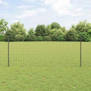 ARDEBO.de - Euro-Zaun mit 10 U-Pfosten Grau 1x10 m Stahl