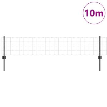 Euro Zaun mit 5 U-Pfosten Grau 0.4x10 m Stahl