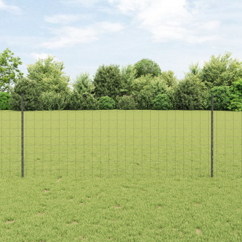 Euro-Zaun mit Pfosten 10 x 1 m PVC-beschichteter Stahl Grau