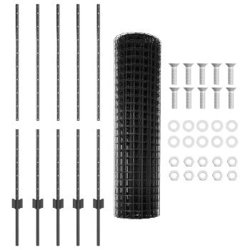 Euro-Zaun mit 10 U-Posten Grau 1,2x10 m Stahl