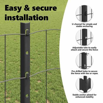Euro-Zaun mit 10 U-Posten Grau 1,2x10 m Stahl