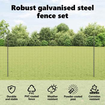 Euro-Zaun mit Pfosten 10 x 1,5 m PVC-beschichteter Stahl Grau