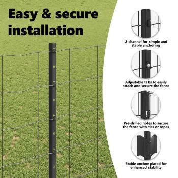 Euro-Zaun mit Pfosten 10 x 1,5 m PVC-beschichteter Stahl Grau
