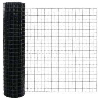 Euro-Zaun mit 22 U-Pfosten Grau 1x25 m Stahl