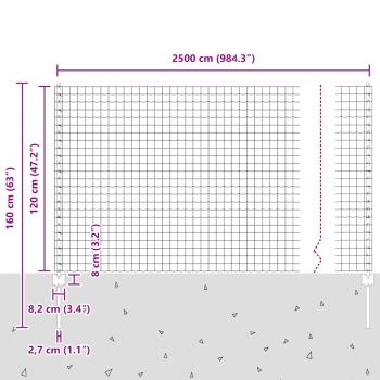 Eurozaun mit 22 U-Pfosten Grau 1,2x25 m Stahl