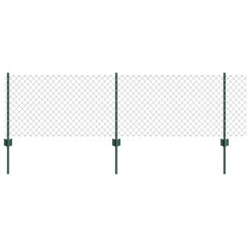Kettenlink Zaun mit 10 U-Pfählen Grün 0.6x10 m Stahl