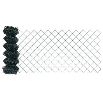 Kettenlink Zaun mit 10 U-Pfählen Grün 0.6x10 m Stahl